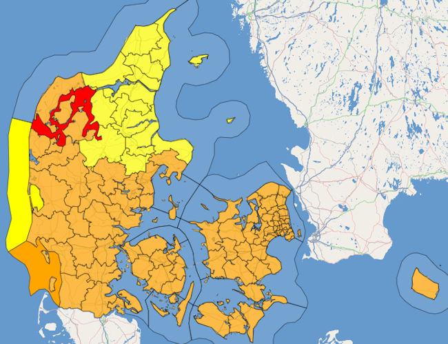 Kortet viser varslet, som det så ud søndag 29/11-2015 kl.07